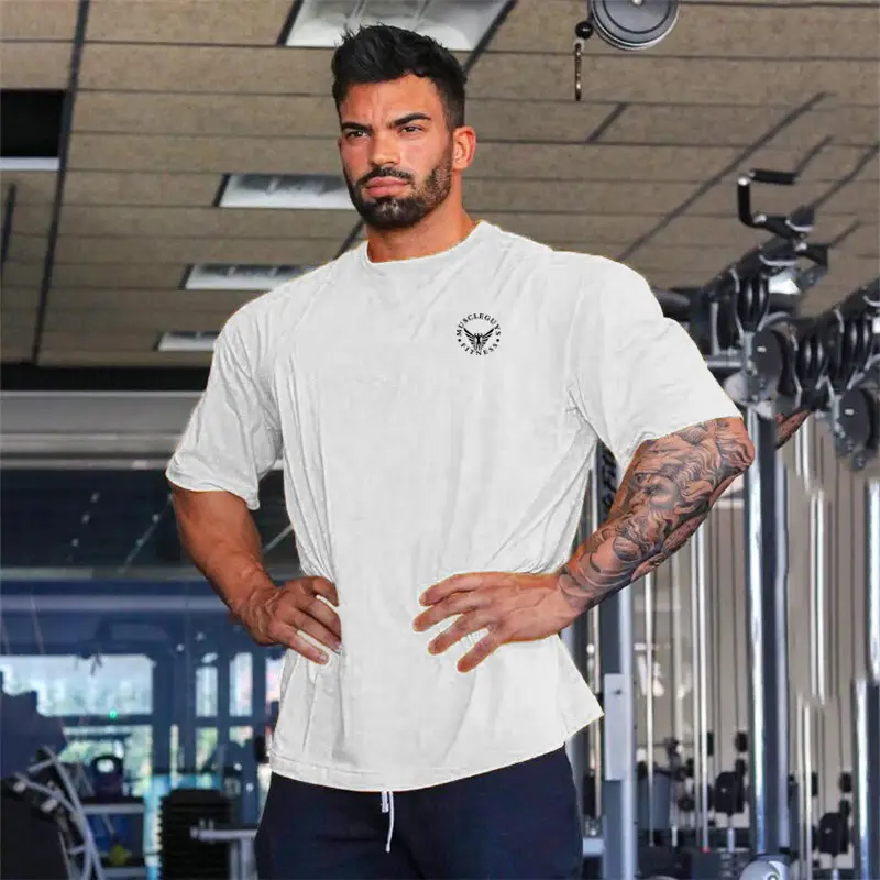 Men White Casual T-Shirt Short Sleeve Summer Wear