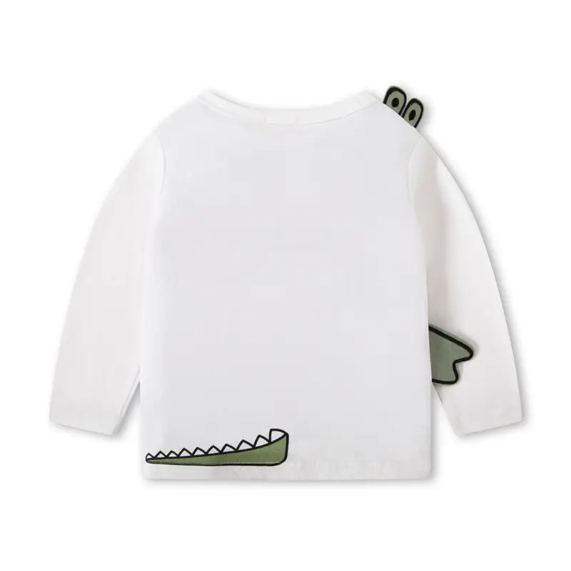White Long Sleeve Cartoon T-Shirt for Boys One Piece