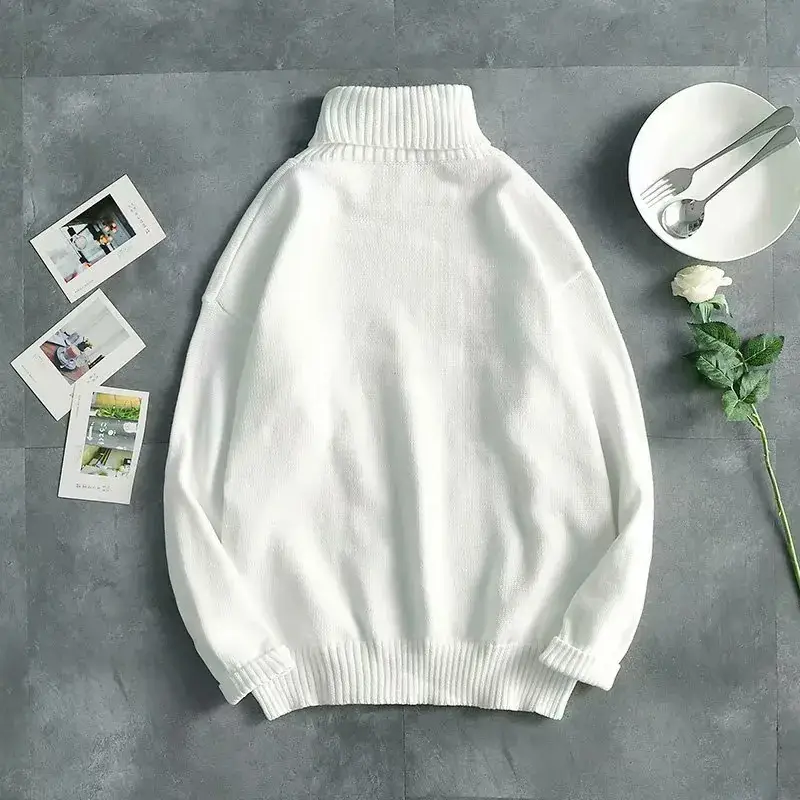 Men's Black Turtleneck Sweater Loose Thick Winter - Image 4