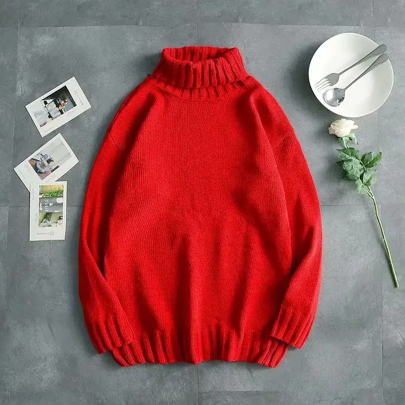Men's Black Turtleneck Sweater Loose Thick Winter - Image 5