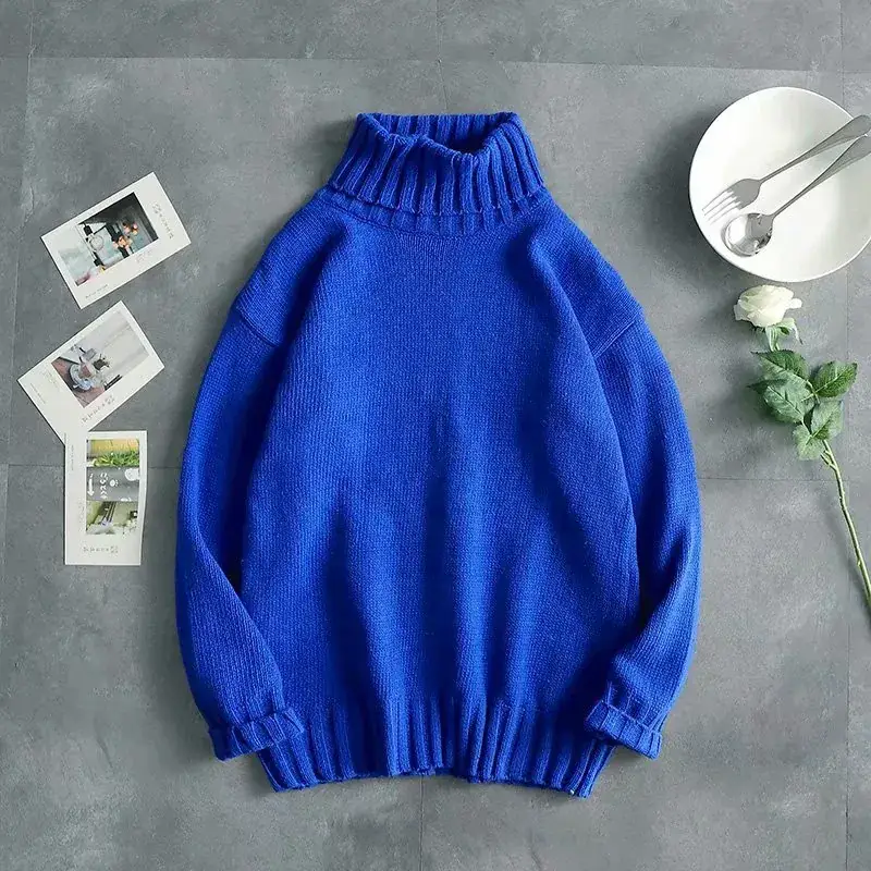Men's Black Turtleneck Sweater Loose Thick Winter - Image 7