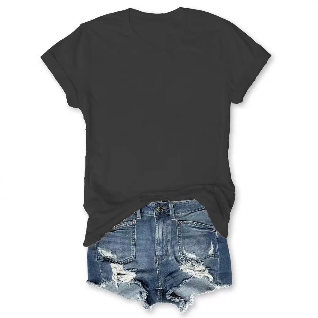 T-shirt Blue Tie-Down Denim Shorts Set - Image 34