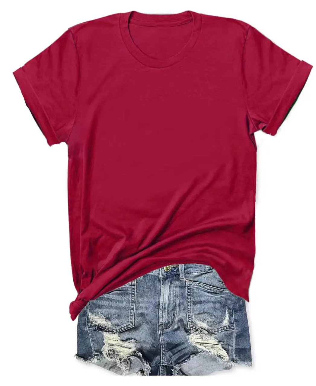 T-shirt Blue Tie-Down Denim Shorts Set - Image 10