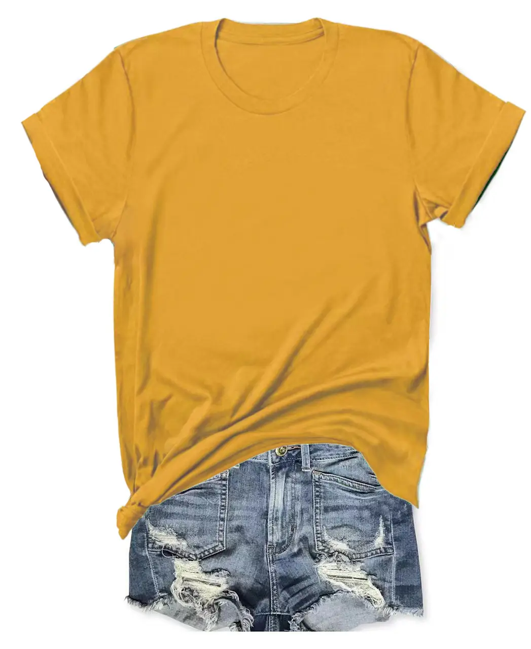 T-shirt Blue Tie-Down Denim Shorts Set - Image 11