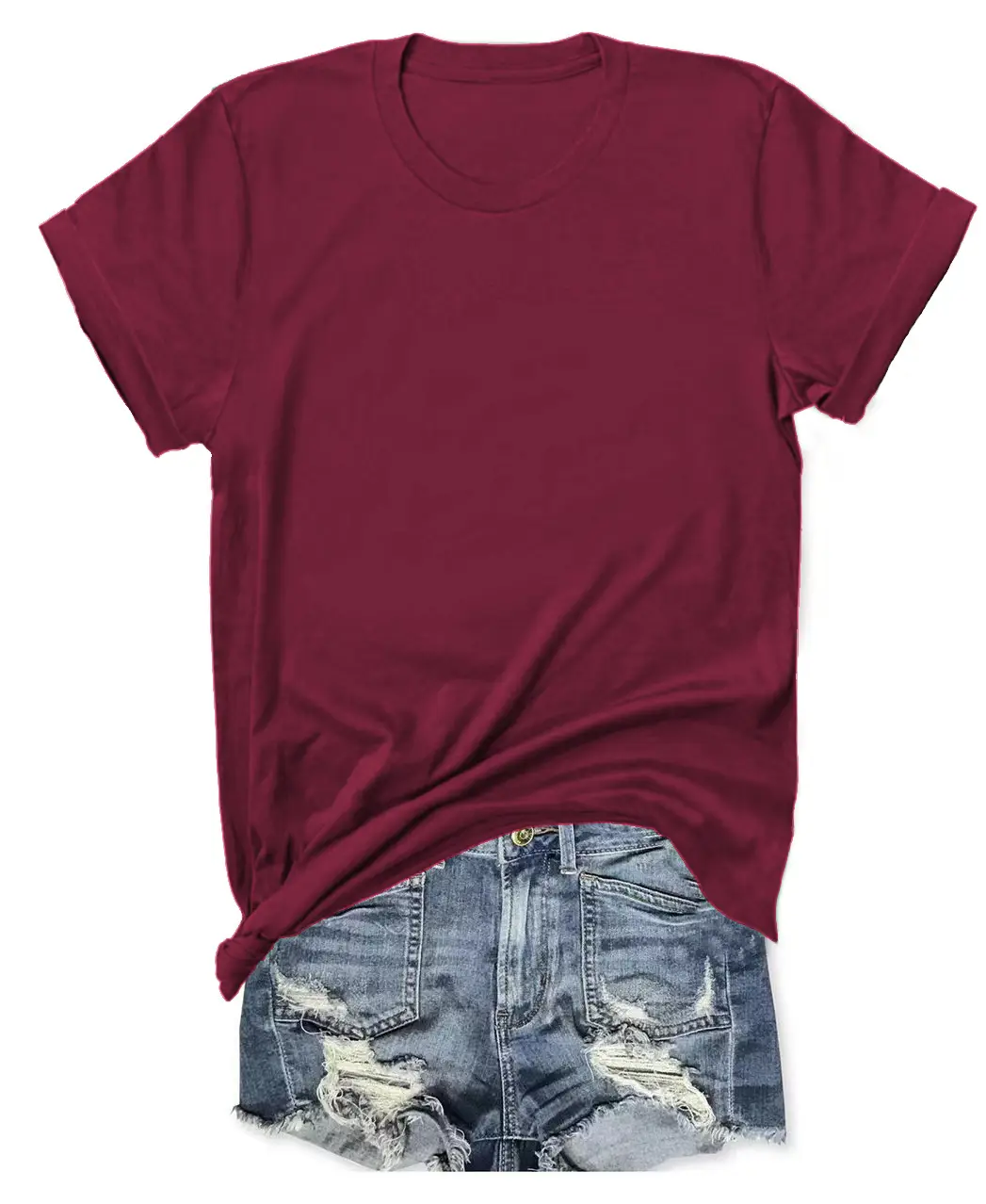 T-shirt Blue Tie-Down Denim Shorts Set - Image 13