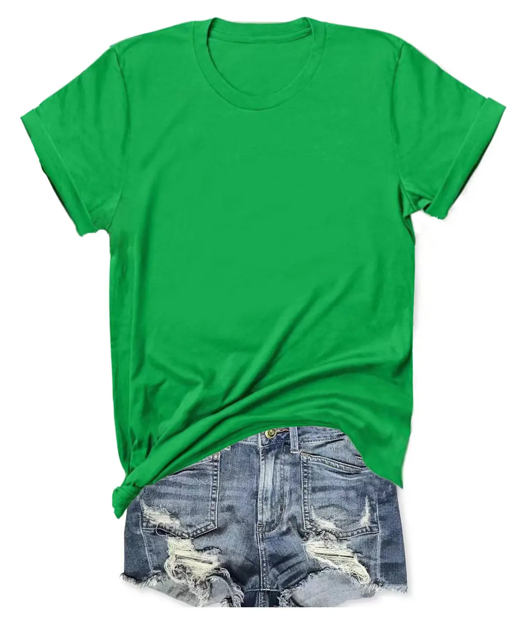 T-shirt Blue Tie-Down Denim Shorts Set - Image 17