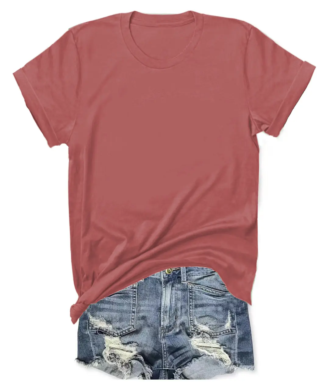 T-shirt Blue Tie-Down Denim Shorts Set - Image 18
