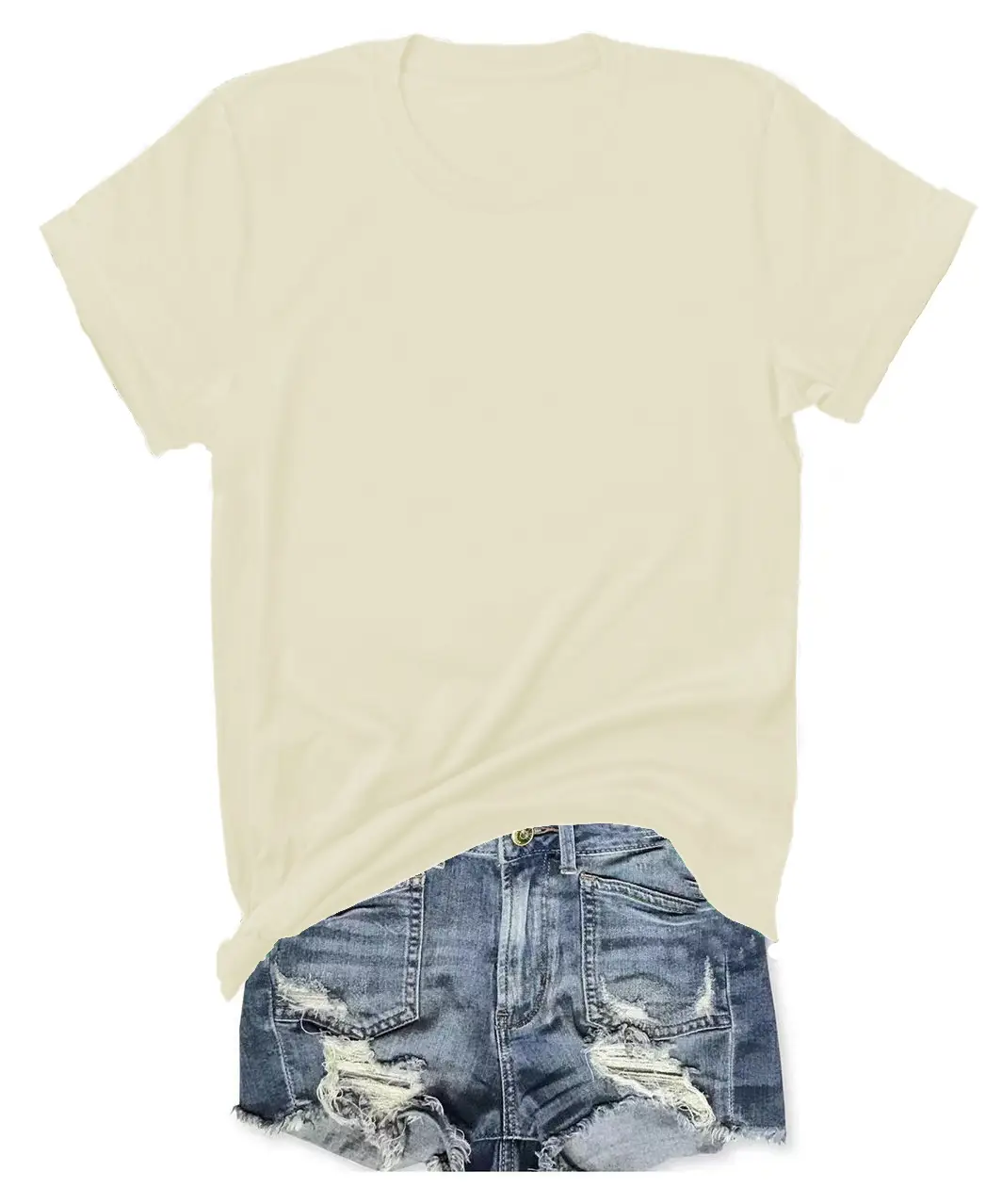 T-shirt Blue Tie-Down Denim Shorts Set - Image 19