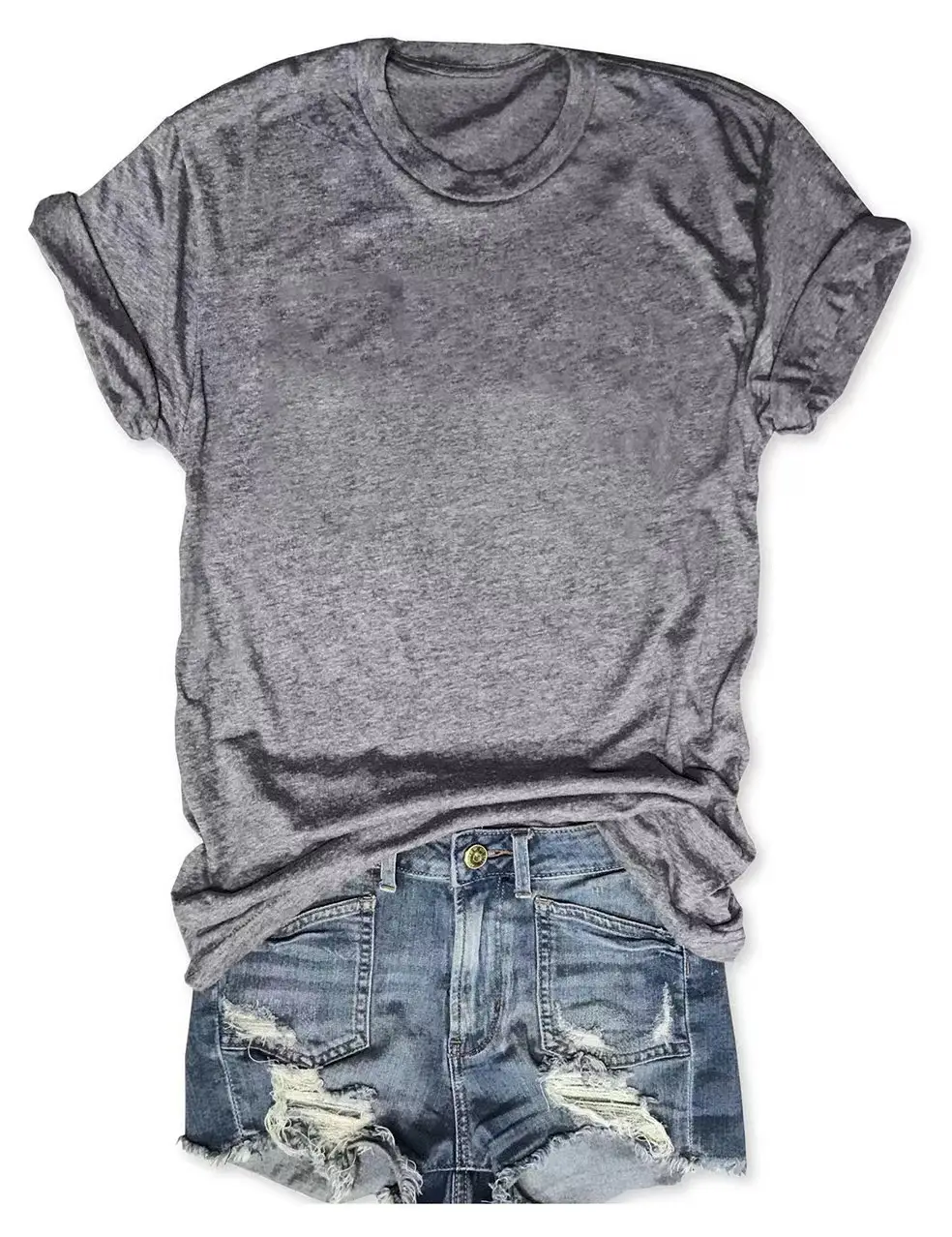 T-shirt Blue Tie-Down Denim Shorts Set - Image 21