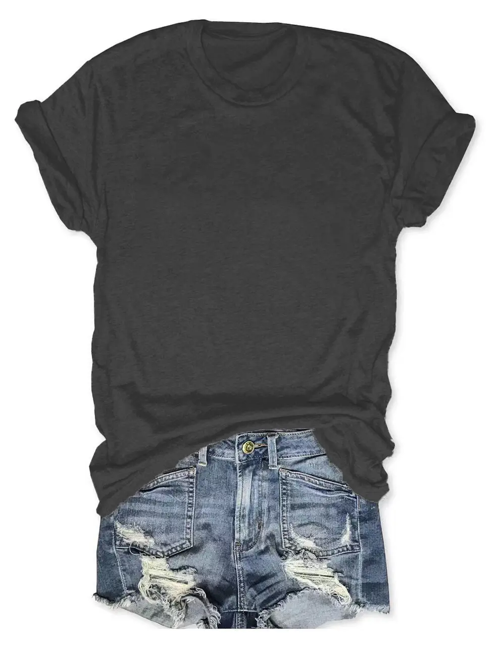 T-shirt Blue Tie-Down Denim Shorts Set - Image 23