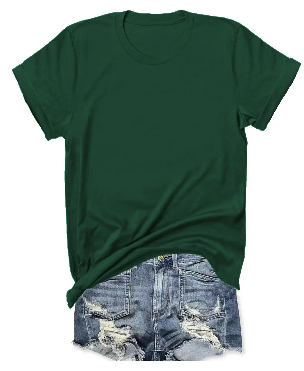 T-shirt Blue Tie-Down Denim Shorts Set - Image 25