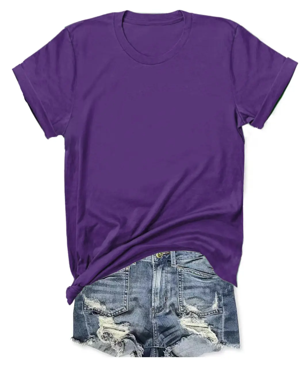 T-shirt Blue Tie-Down Denim Shorts Set - Image 28