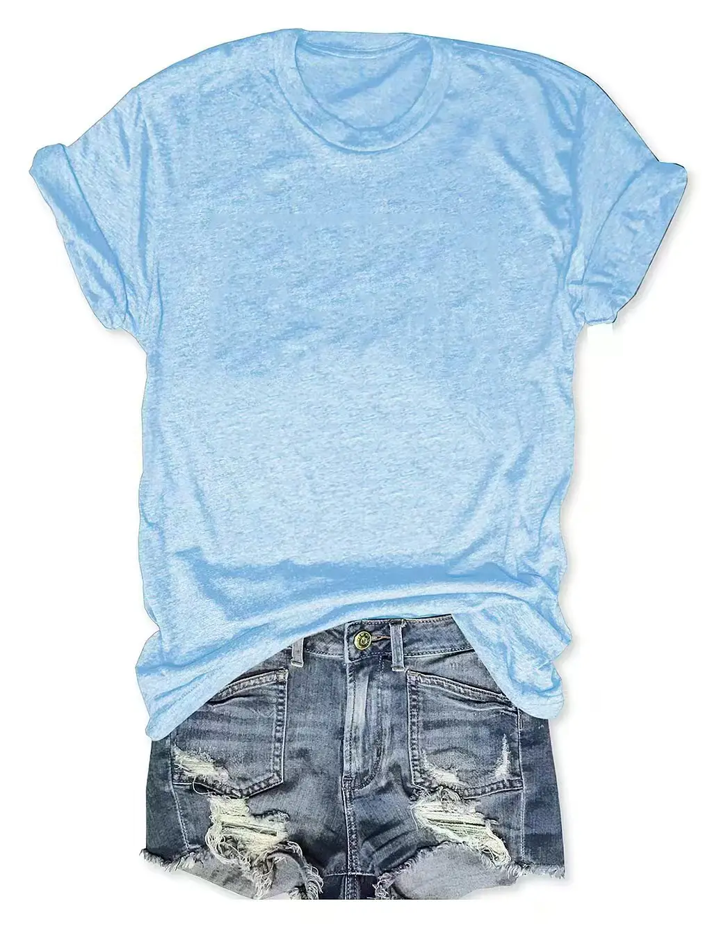 T-shirt Blue Tie-Down Denim Shorts Set - Image 31