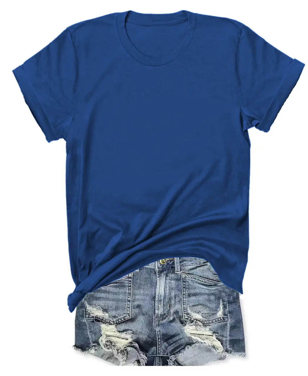 T-shirt Blue Tie-Down Denim Shorts Set - Image 4