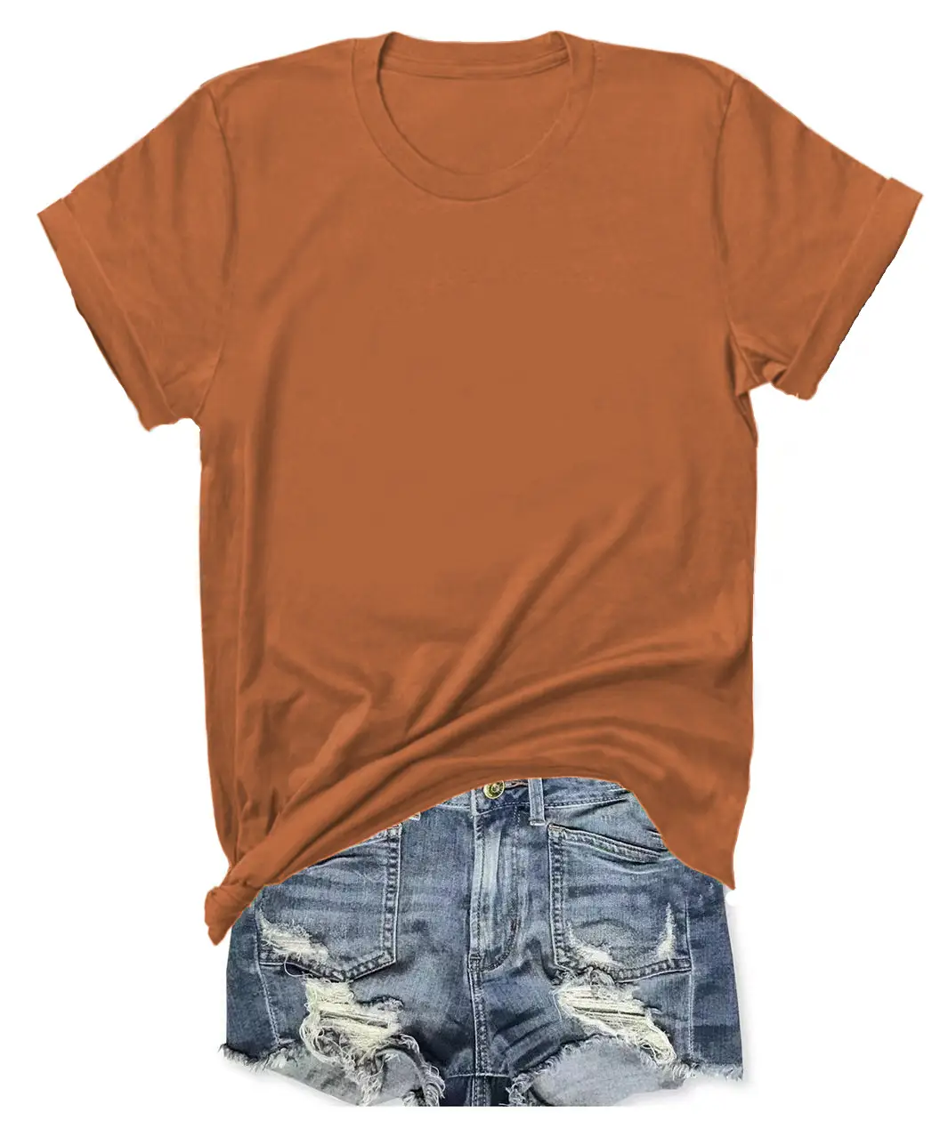 T-shirt Blue Tie-Down Denim Shorts Set - Image 6