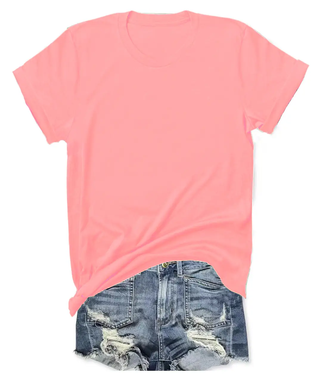 T-shirt Blue Tie-Down Denim Shorts Set - Image 7