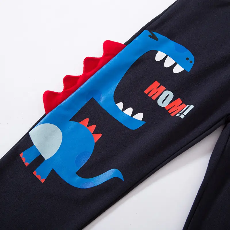 2025 Boys Sports Pants Black Red Dinosaur Print - Image 6
