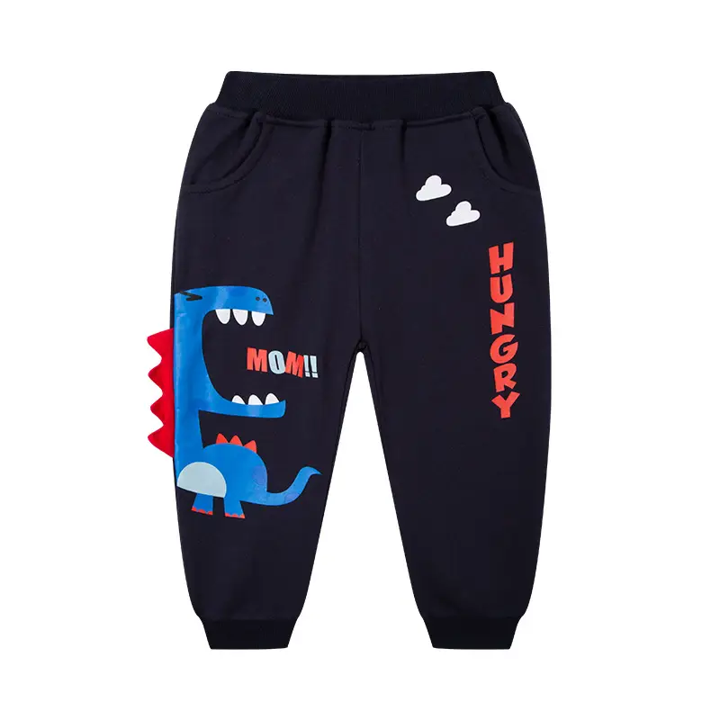 2025 Boys Sports Pants Black Red Dinosaur Print - Image 7