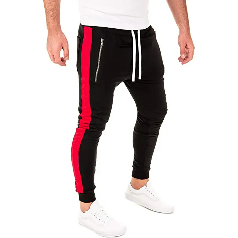 Men's Black Red Stripe Jogging Pants Winter Casual - Image 2