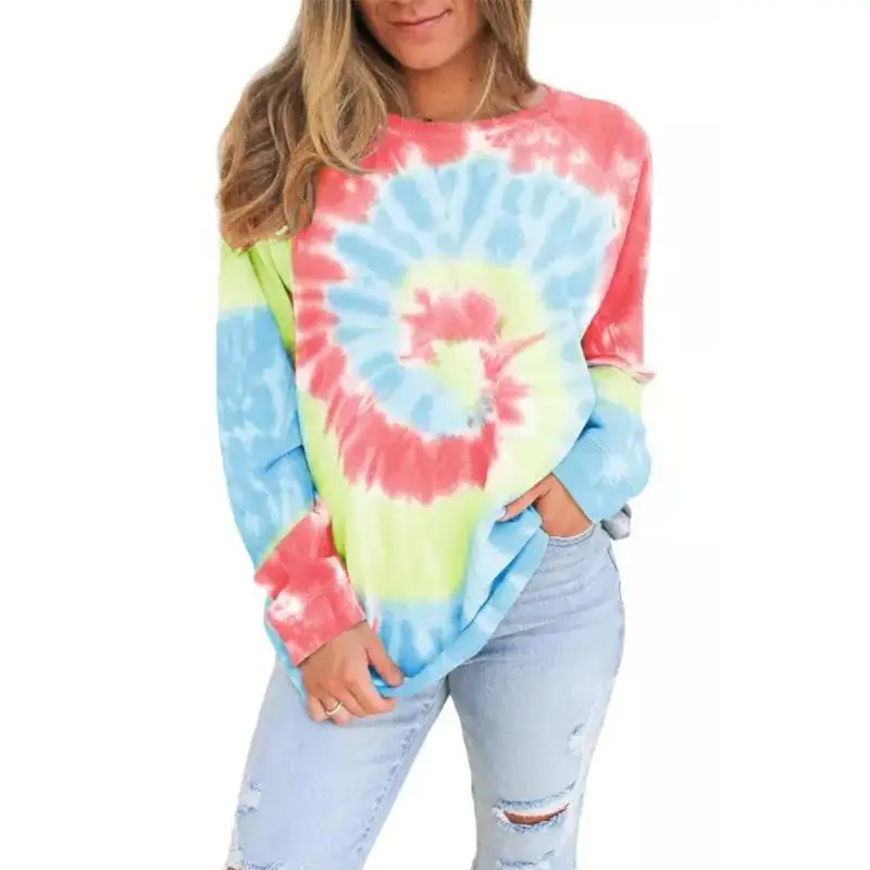 Women Tie-Dyed Long Sleeve Sweater 2020 Autumn Winter - Image 7