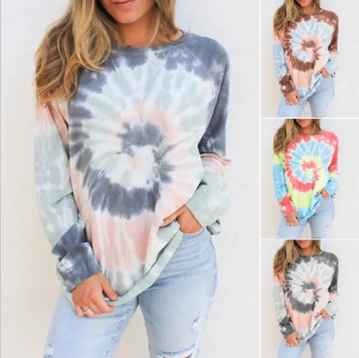 Women Tie-Dyed Long Sleeve Sweater 2020 Autumn Winter — feature 2