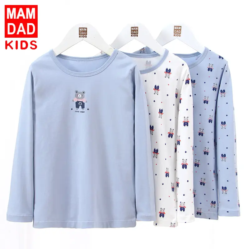 Blue Cotton Long Sleeve T-Shirt for Boys Autumn Winter - Image 3