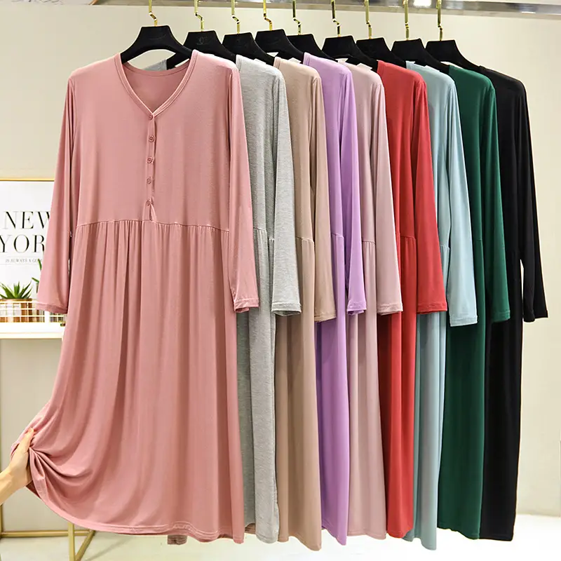 Green Long Sleeve Button V-Neck Dress for Women - Image 10