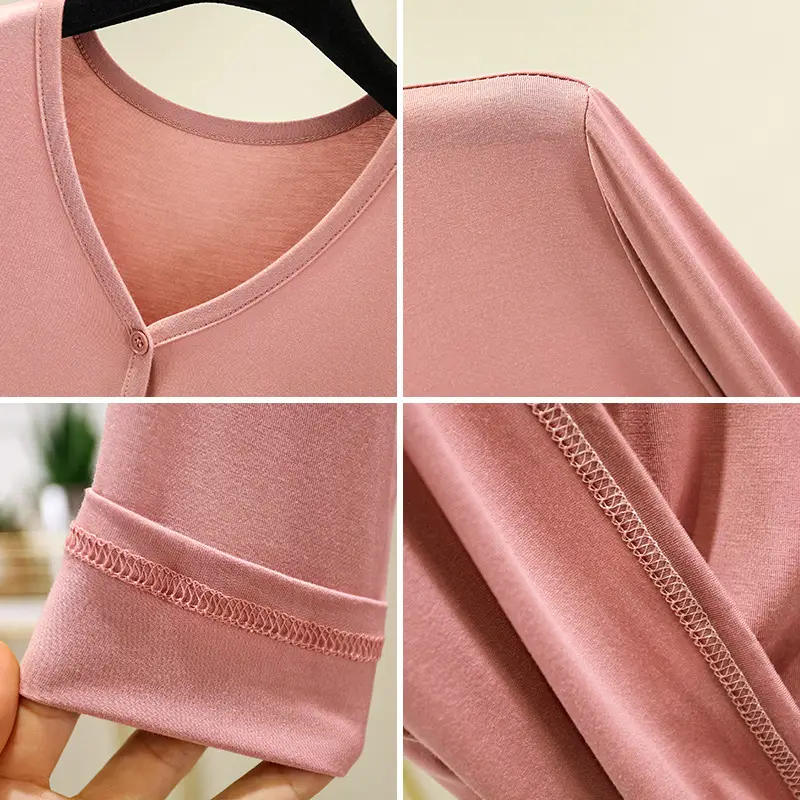 Green Long Sleeve Button V-Neck Dress for Women - Image 12