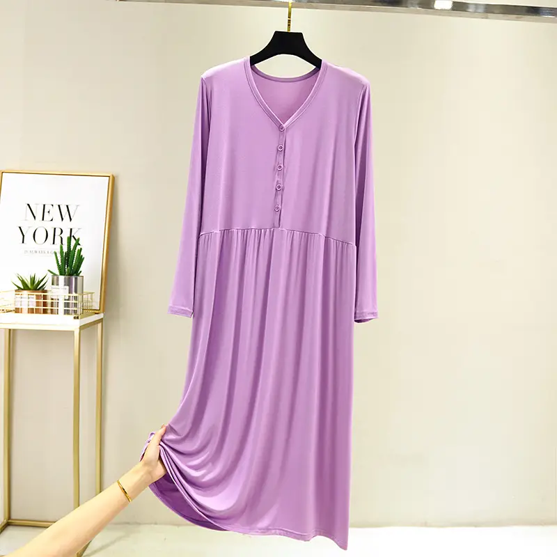 Green Long Sleeve Button V-Neck Dress for Women - Image 7