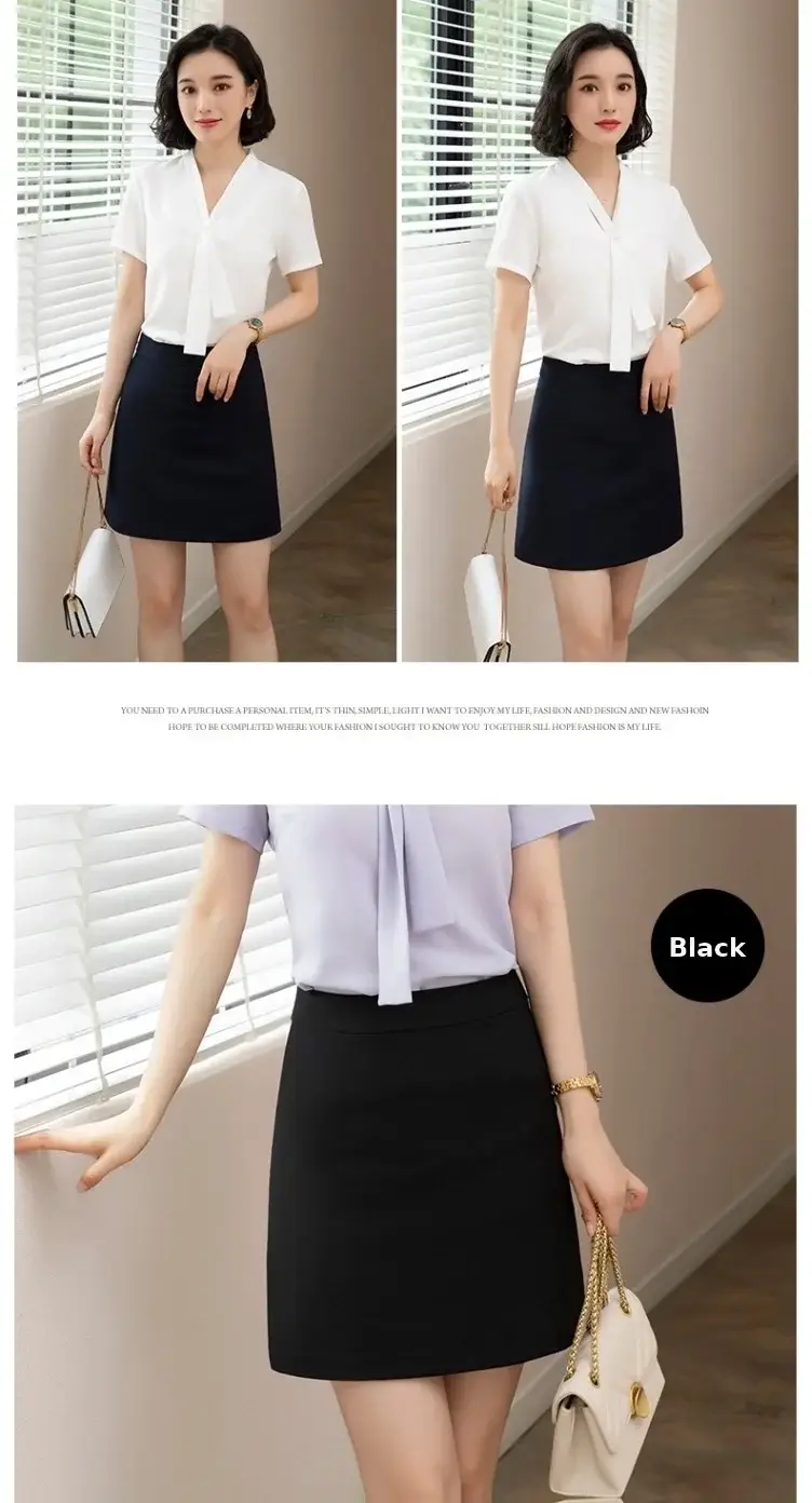 Black A-Line Work Skirt for Women — feature 11