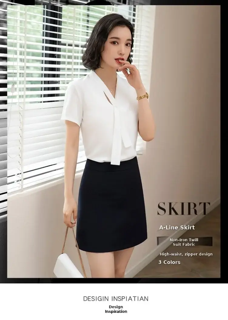 Black A-Line Work Skirt for Women — feature 2