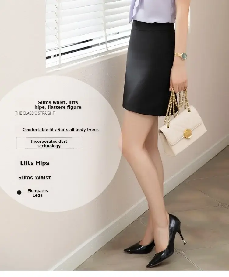 Black A-Line Work Skirt for Women — feature 3