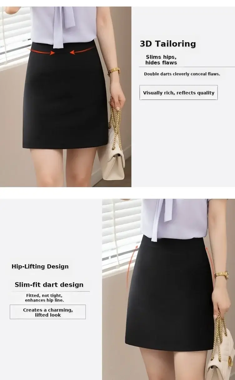 Black A-Line Work Skirt for Women — feature 4