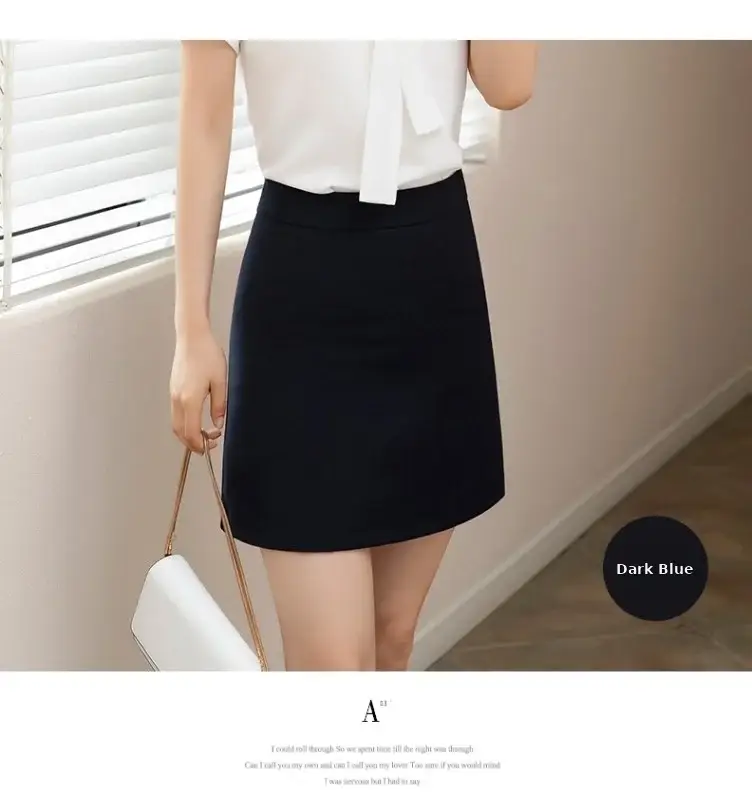Black A-Line Work Skirt for Women — feature 8
