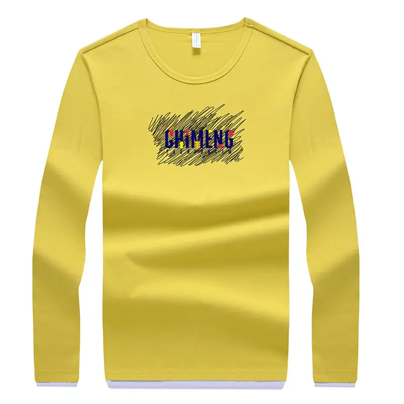 Men Long Sleeve Printed T-Shirt Slim Fit White