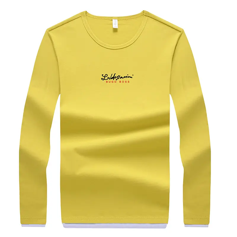 Men Long Sleeve Printed T-Shirt Slim Fit White