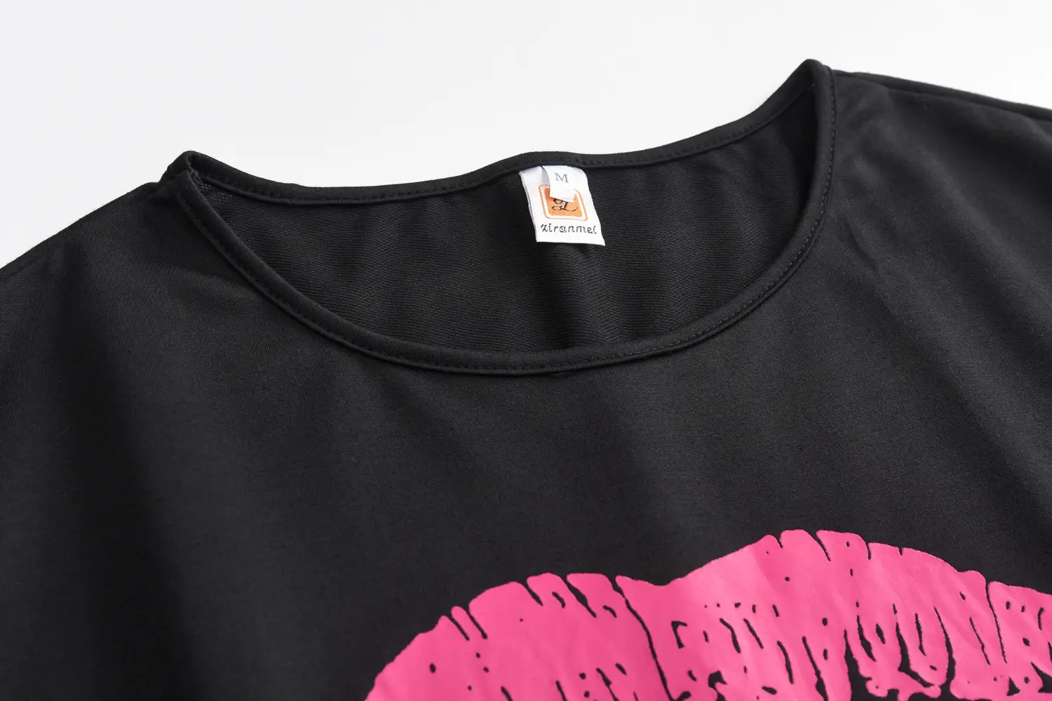 Women Pink Black Lip Print Track Suit Yellow Pants — feature 12