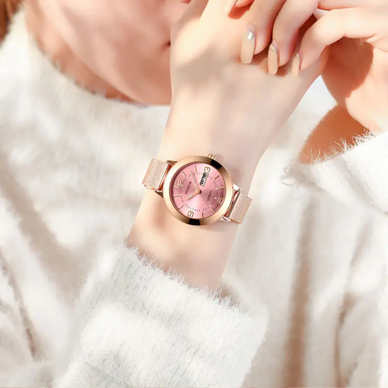 Internet Celebrity Women's Watch Cross-border Explosions Korean Style Simple Waterproof Luminous Double Calendar Non-mechanical Watch Fully Automatic