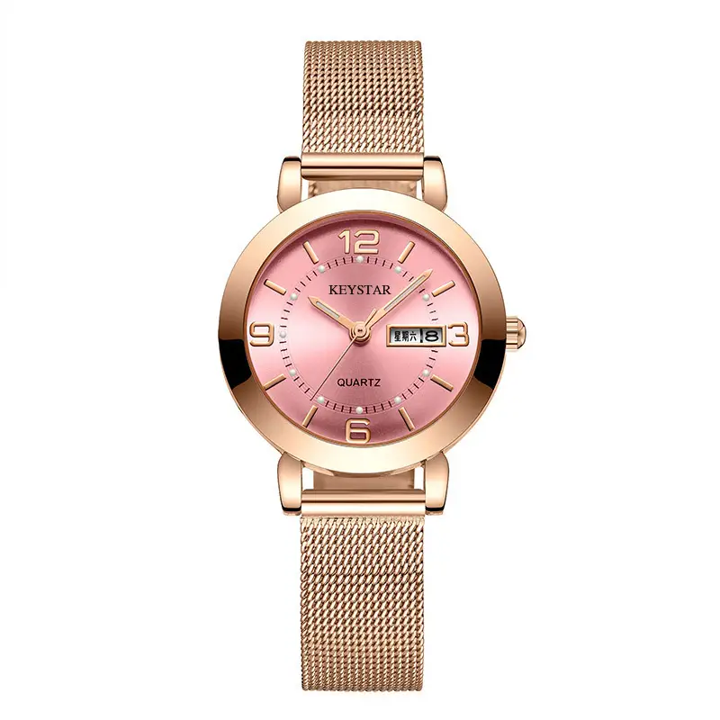 Internet Celebrity Women's Watch Cross-border Explosions Korean Style Simple Waterproof Luminous Double Calendar Non-mechanical Watch Fully Automatic