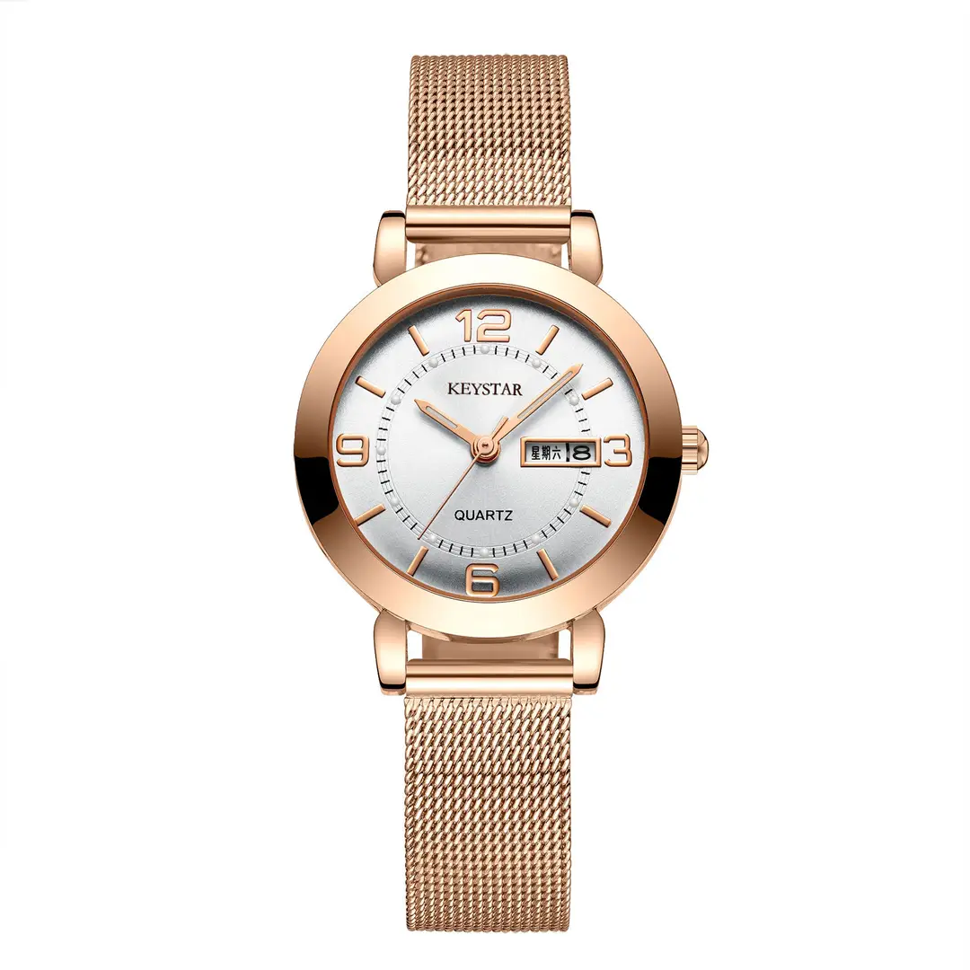 Internet Celebrity Women's Watch Cross-border Explosions Korean Style Simple Waterproof Luminous Double Calendar Non-mechanical Watch Fully Automatic