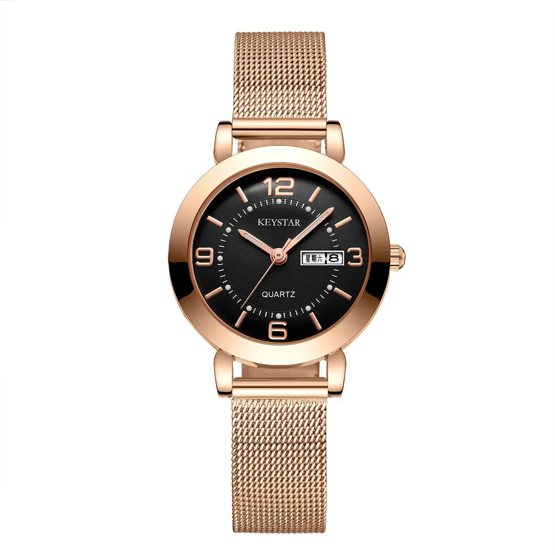 Internet Celebrity Women's Watch Cross-border Explosions Korean Style Simple Waterproof Luminous Double Calendar Non-mechanical Watch Fully Automatic