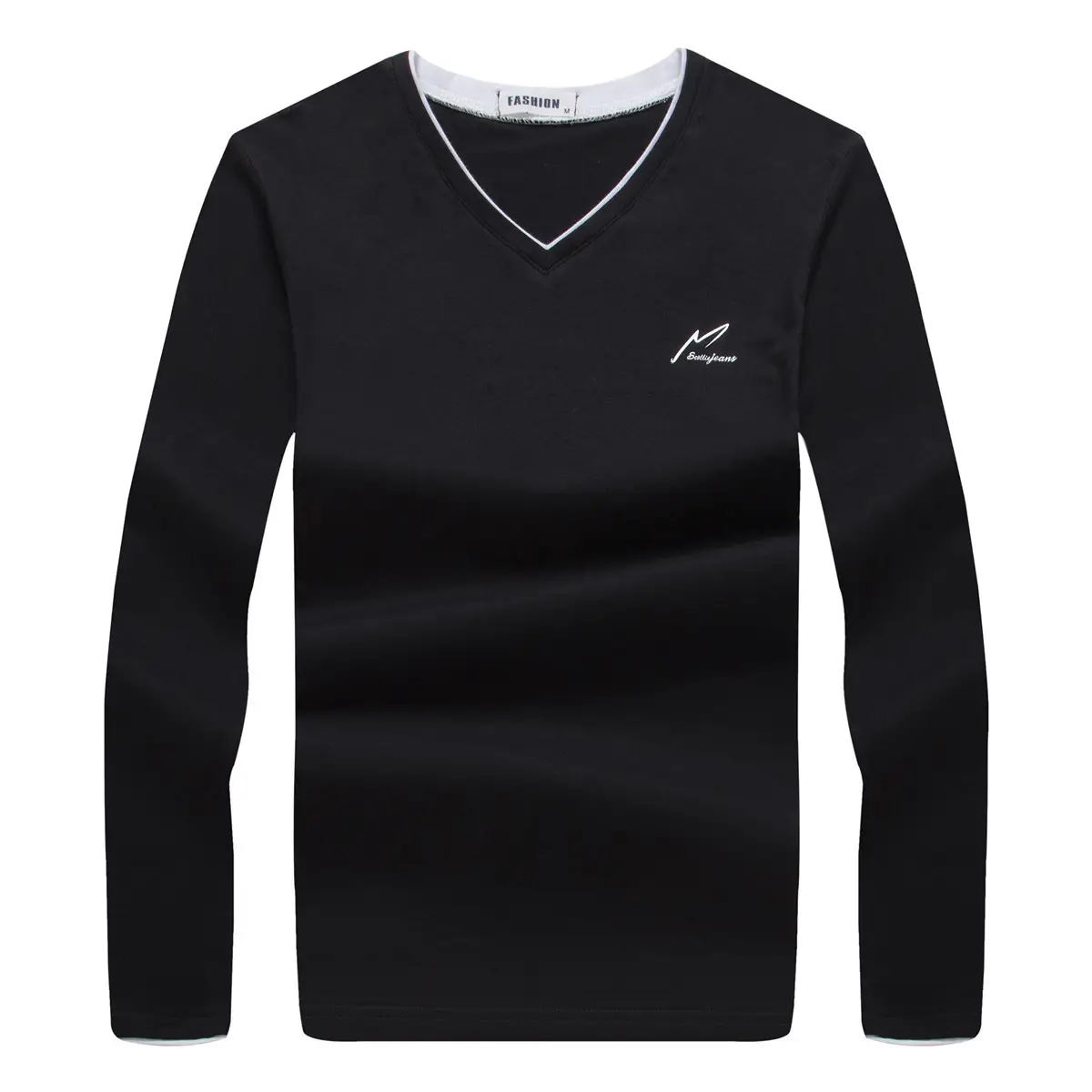 Men's Long Sleeve V-Neck T-Shirt Grey 2020 - Image 9