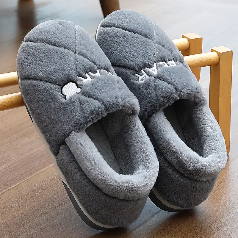 Large Size Pineapple Cotton Slippers for Men in Winter, Cute Cartoon Plush Home Slippers with Closed Heel, Men's Winter Home Cotton Shoes Wholesale - Image 4