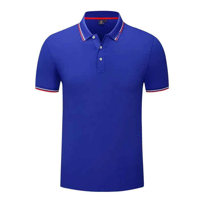 Men Red Polo Shirt with White Blue Trim