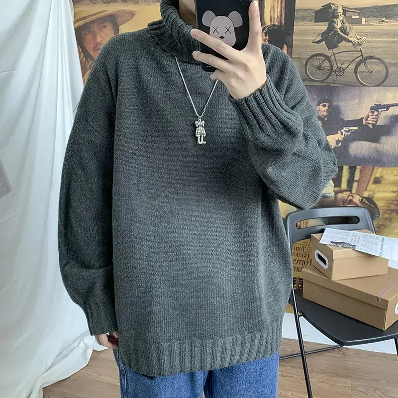 Men's Black Crewneck Sweatshirt with White Trim - Image 2
