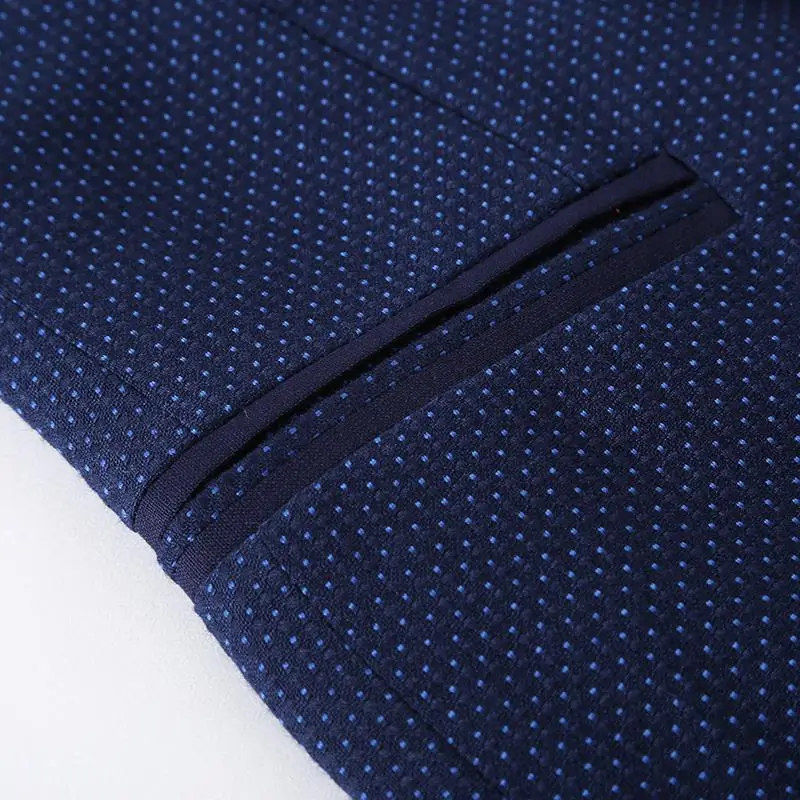 Men Slim Fit Suit Jacket Blue Button Collar Youth Style - Image 5