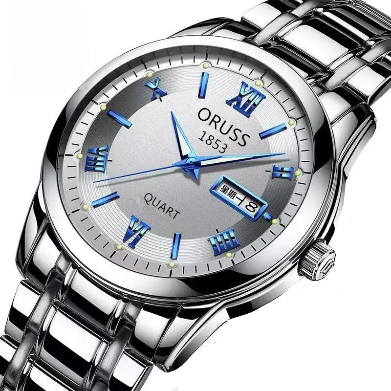 Wise blue needle white face men's "double calendar]