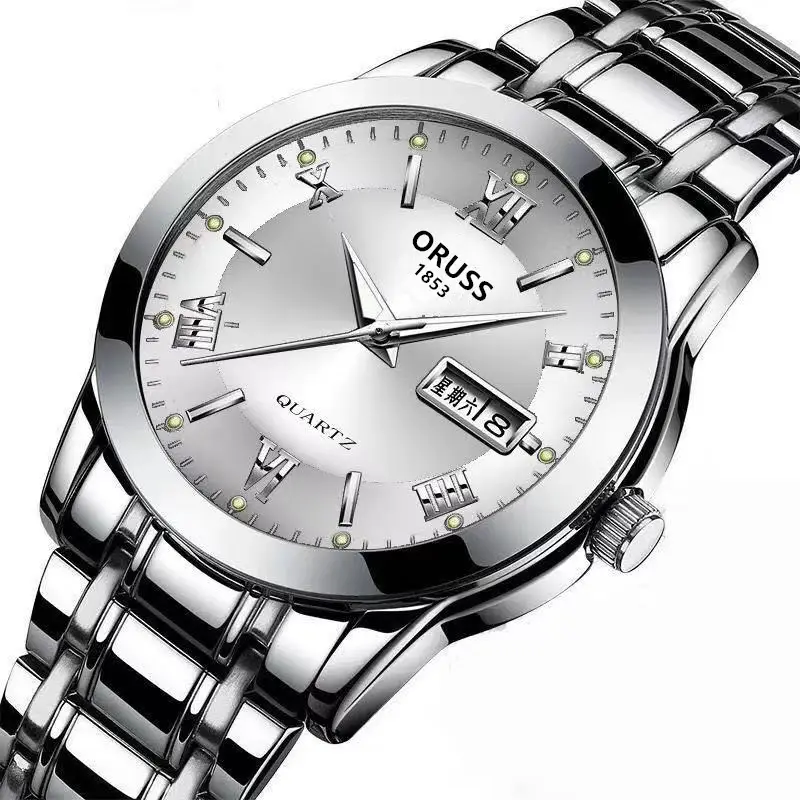 Counter Automatic Movement Watch Men's Calendar Luminous Waterproof Ultra-thin Non-mechanical Watch Steel Domestic Watch Men