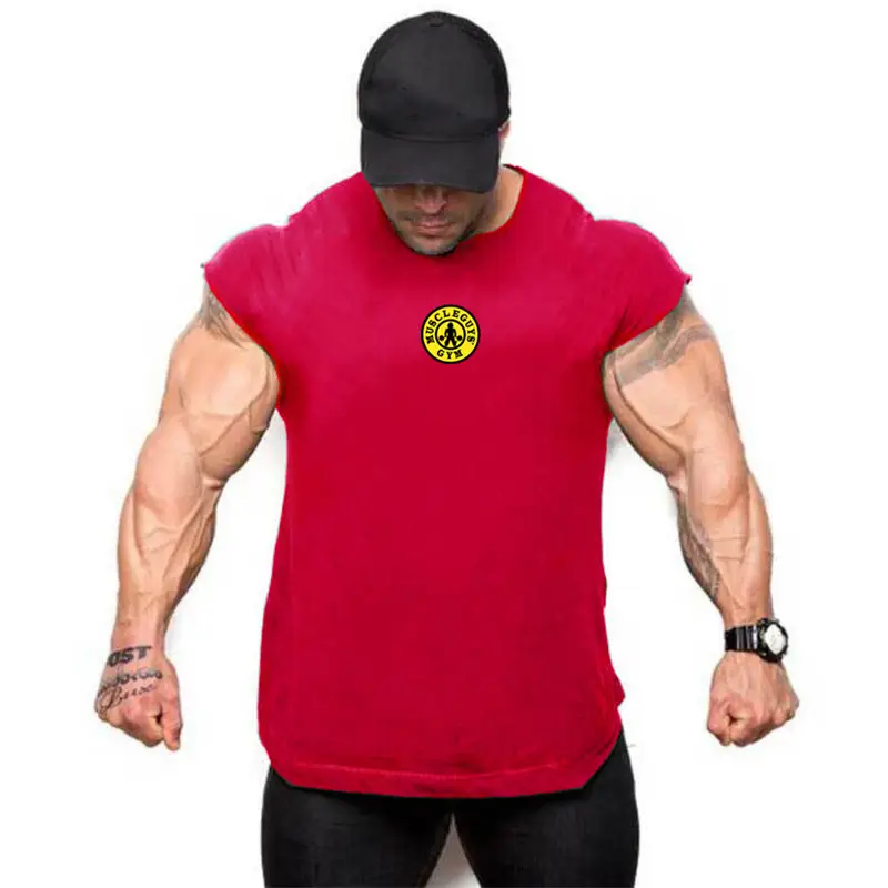 Red Muscle Sleeveless Waistcoat Vest for Men - Image 2
