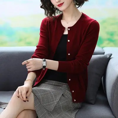 2024 Women's Blue Long Sleeve Cardigan Sweater Top - Image 3